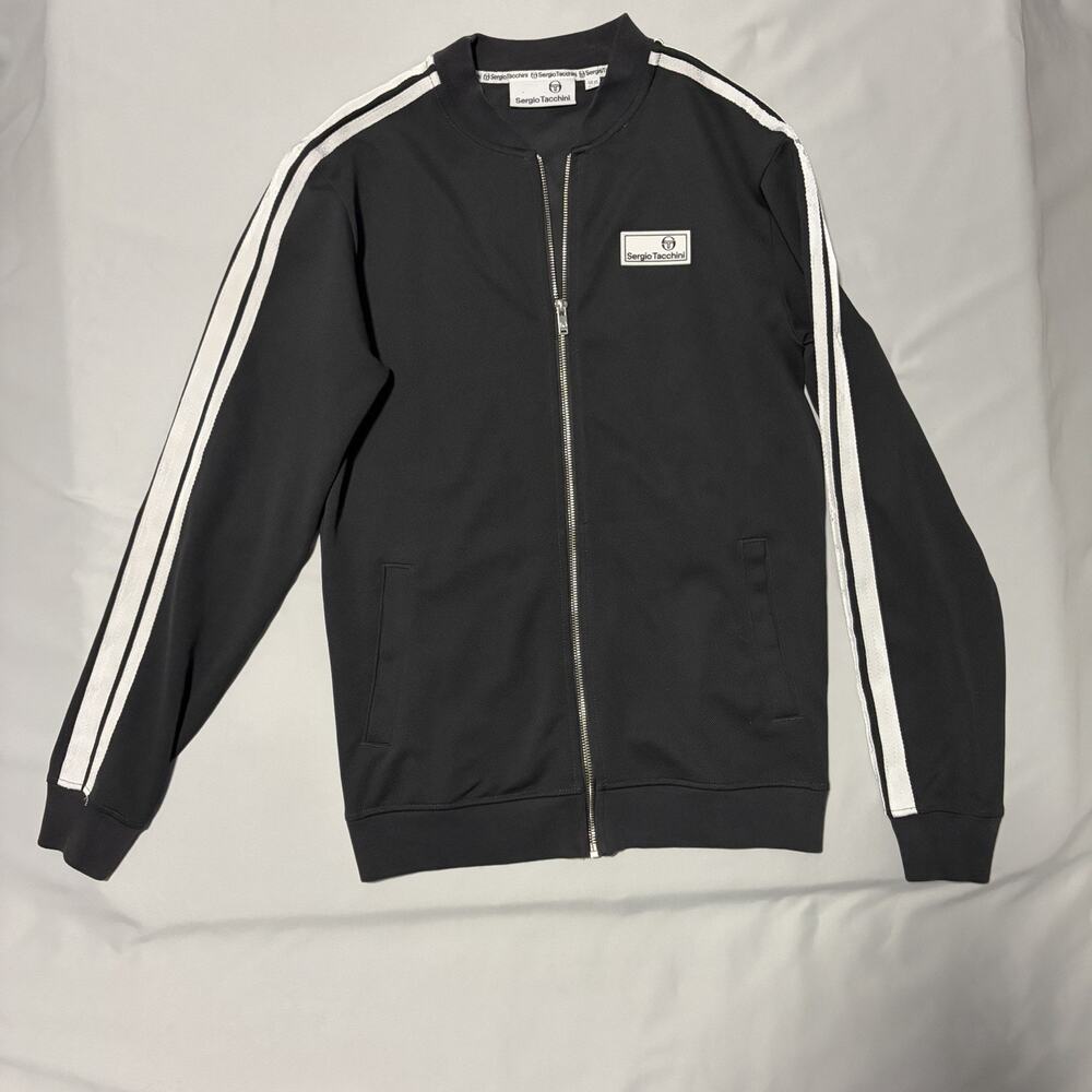 Sergio Tacchini Mens Black Striped Full Zip Track Jacket XS RN161649